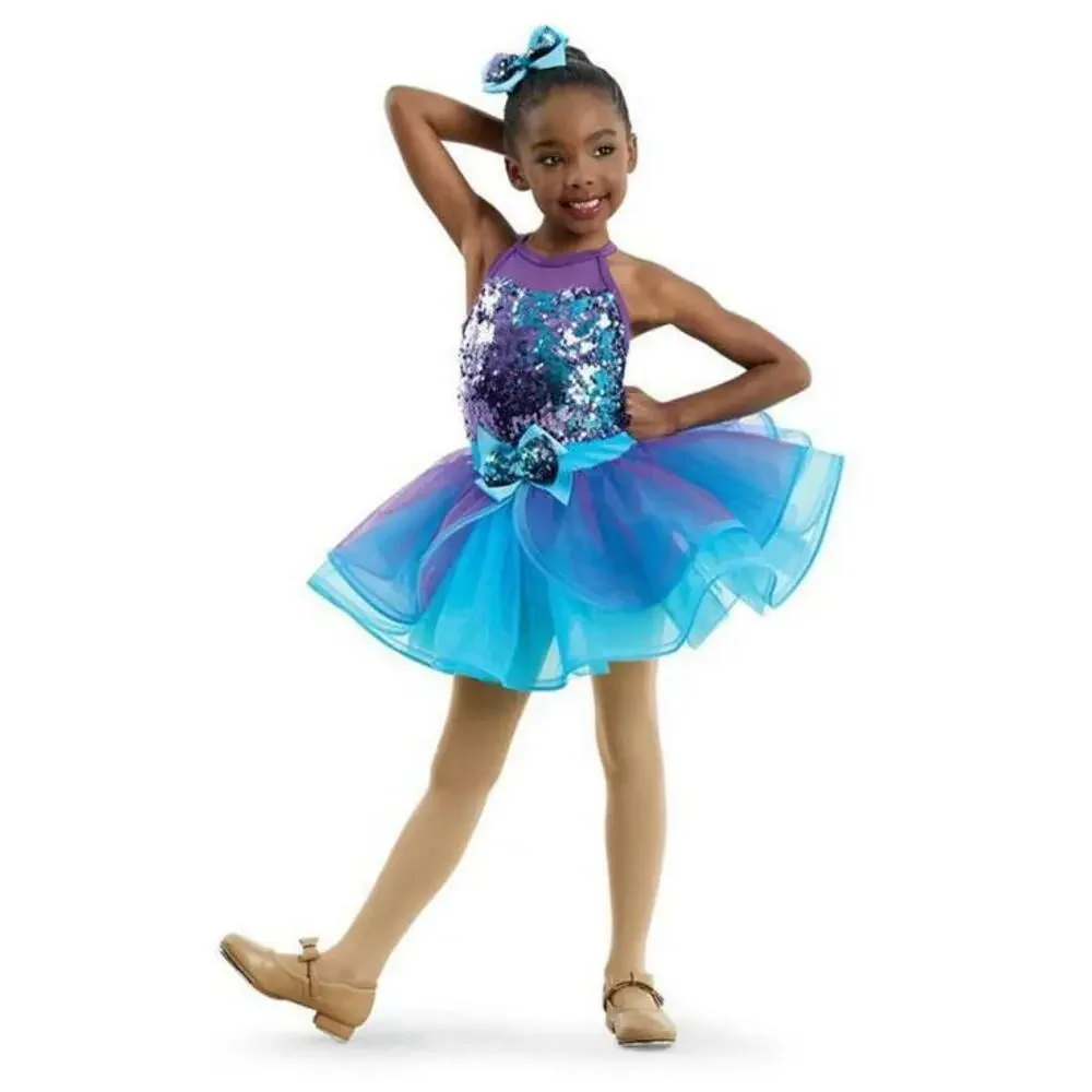 Pre-Owned Dance Costume Weissman 11308 Small Child Purple Tutu Jazz Sequin